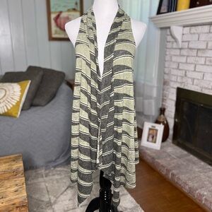 Crepas striped open front waterfall cardigan